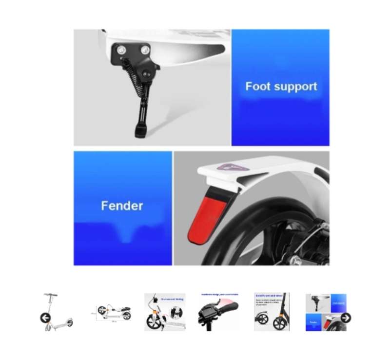 White Commuter Non-Electric Kick Scooter Easy-Folding with Big Wheels