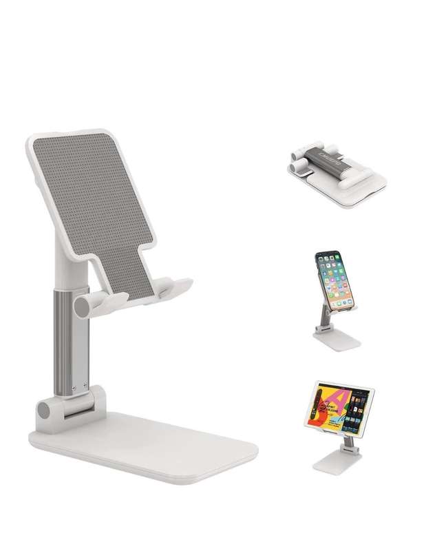 Folding Desktop Stand Holder for Mobile Phones and Tablets up to 11, Adjustable Height and Angle