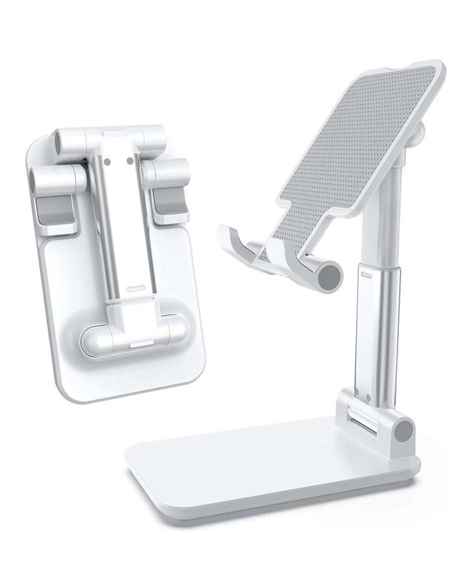 Folding Desktop Stand Holder for Mobile Phones and Tablets up to 11, Adjustable Height and Angle