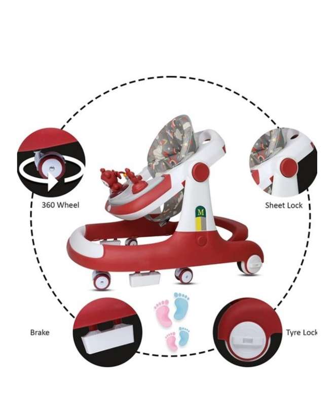 Baby's 4 in 1 Walker and Walking Ring - Reddish Pink Blush
