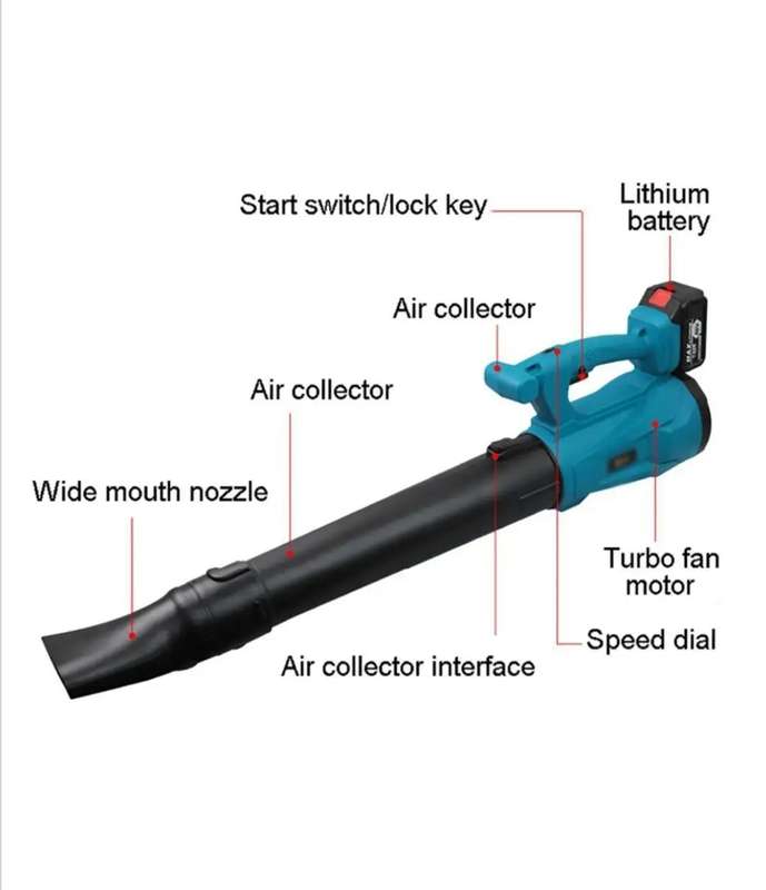 21V Lithium Battery Cordless Leaf Blower - 200km/H