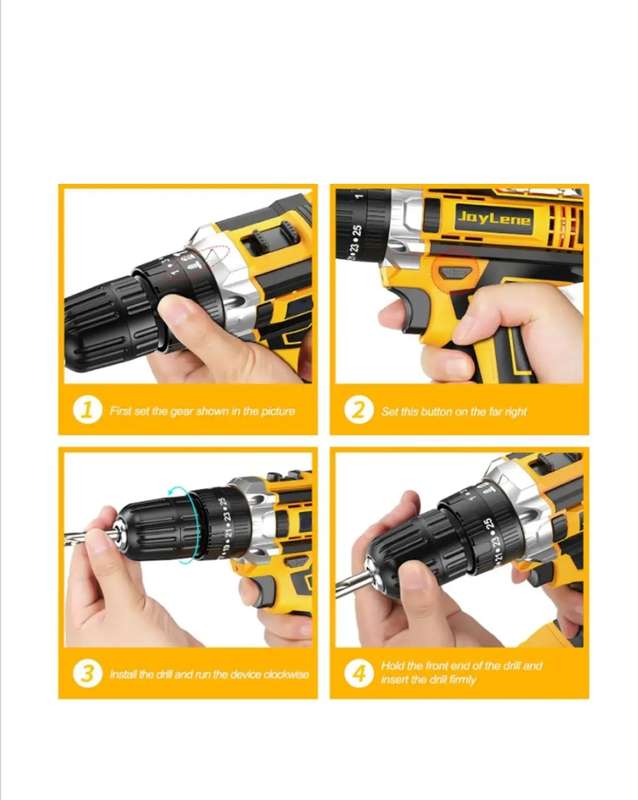 21V Electric Household Drill CORDLESS - Yellow