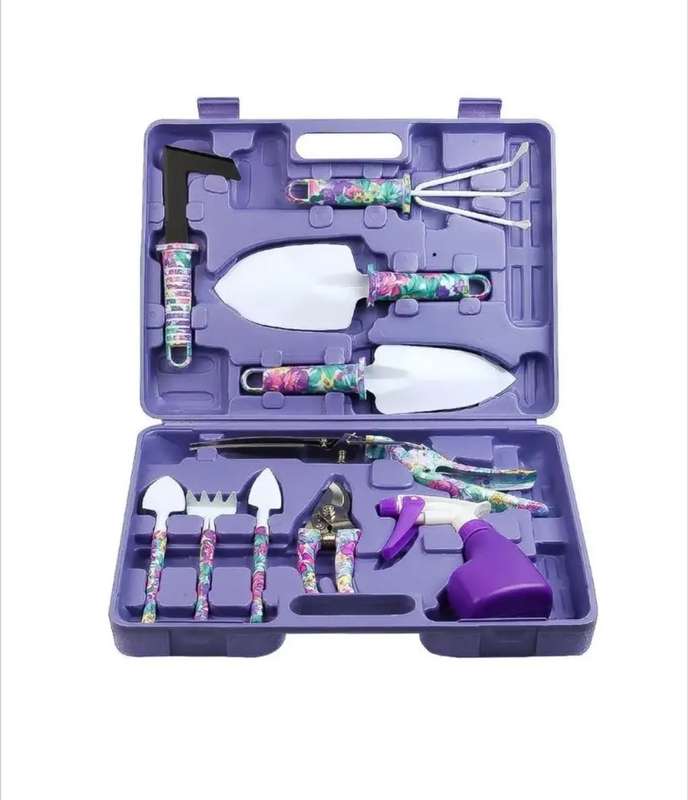 XF0900 Gardening Hand Tools With Purple Floral Print 10 Pieces
