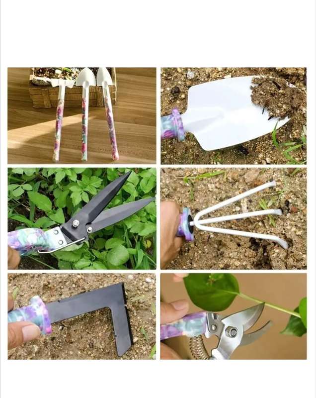 XF0900 Gardening Hand Tools With Purple Floral Print 10 Pieces