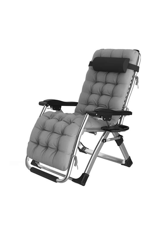 Folding Recliner Lounger Chair With Detachable Cushion And Cup Holder