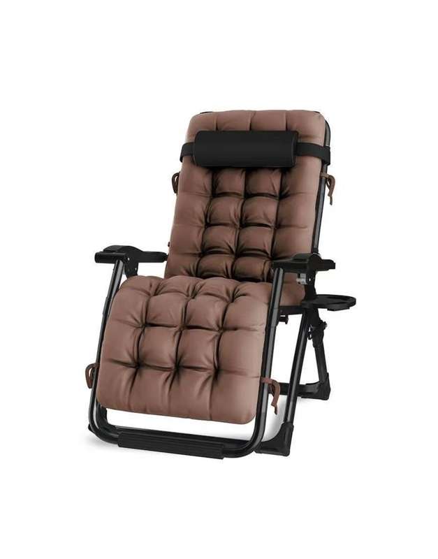 Folding Recliner Lounger Chair With Detachable Cushion And Cup Holder