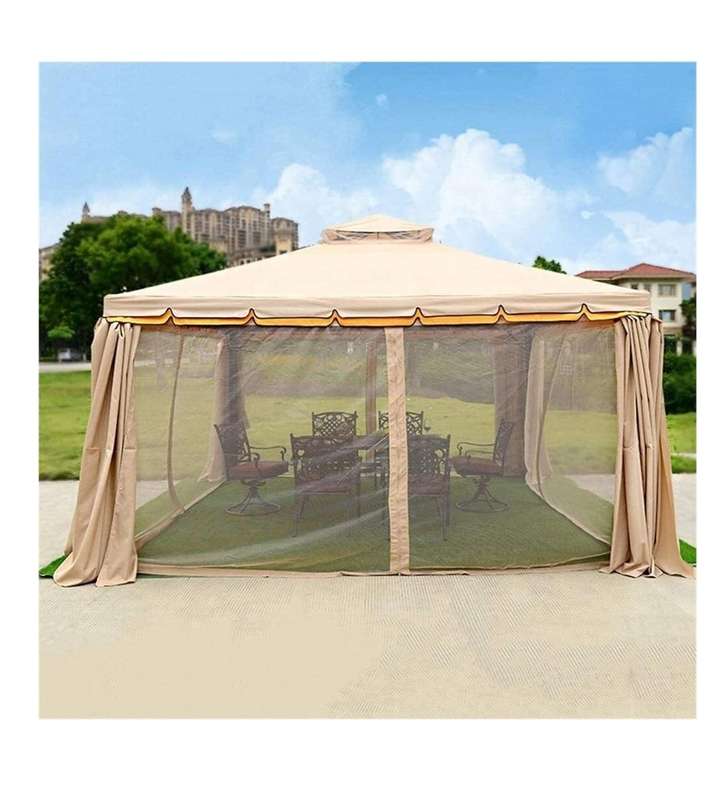 Outdoor Gazebo with Mosquito Netting and Double Vented Roof