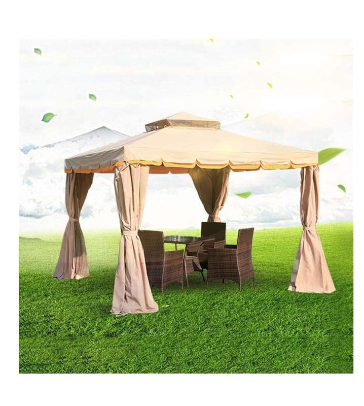 Outdoor Gazebo with Mosquito Netting and Double Vented Roof