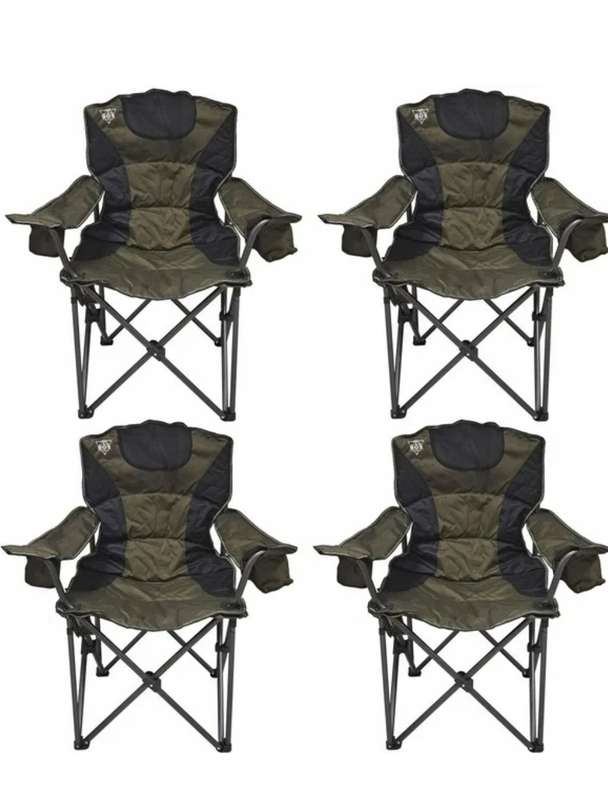 Bos Bos BOS - 4 x Luxury Camping  Brown/Black Foldable Chair (green)