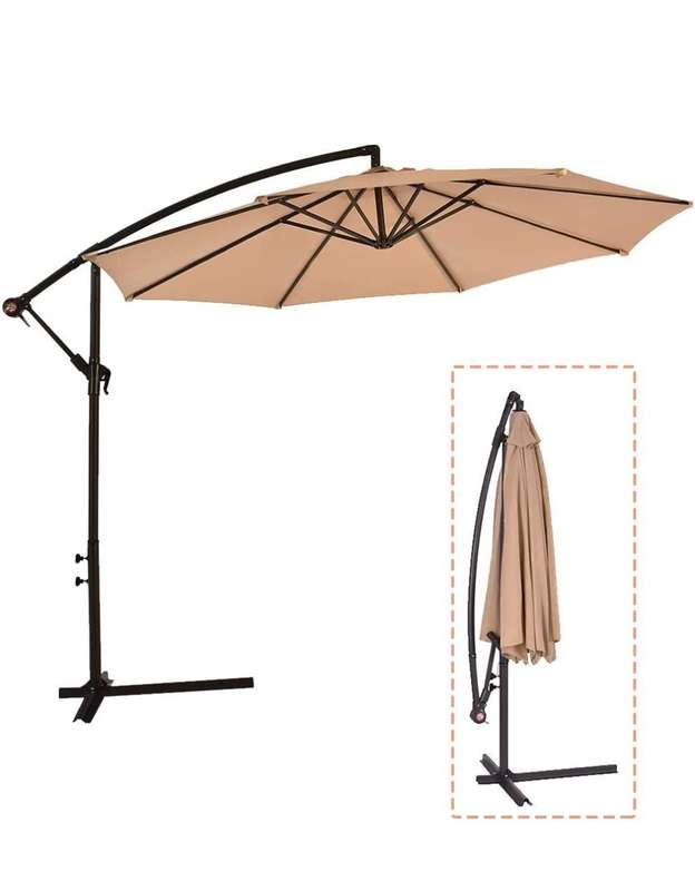 Excellent Outdoor 360-Degrees Portable Summer Garden Umbrella (Beige/Khaki)