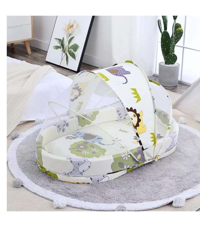 Baby Mattress Mosquito Net Bed - Cute Animals