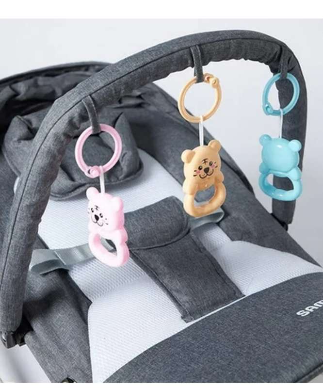 Baby Coral Rocker with Hanging Toys and Spinning Wheels Rocker Chair (Grey)