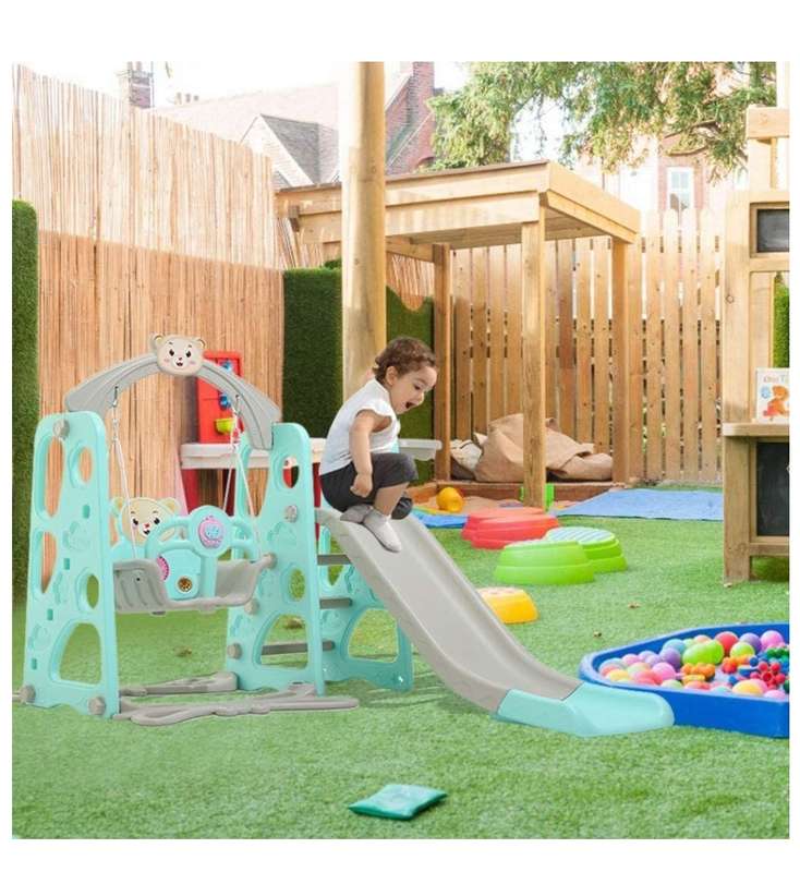 3-in-1 Swing and Slide Set for Kids - Freestanding Climber Set