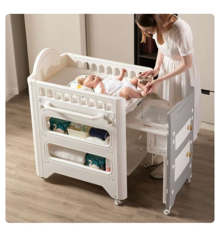 Multi-functional Pull-out Diaper Changing Table with Telescopic Shelves