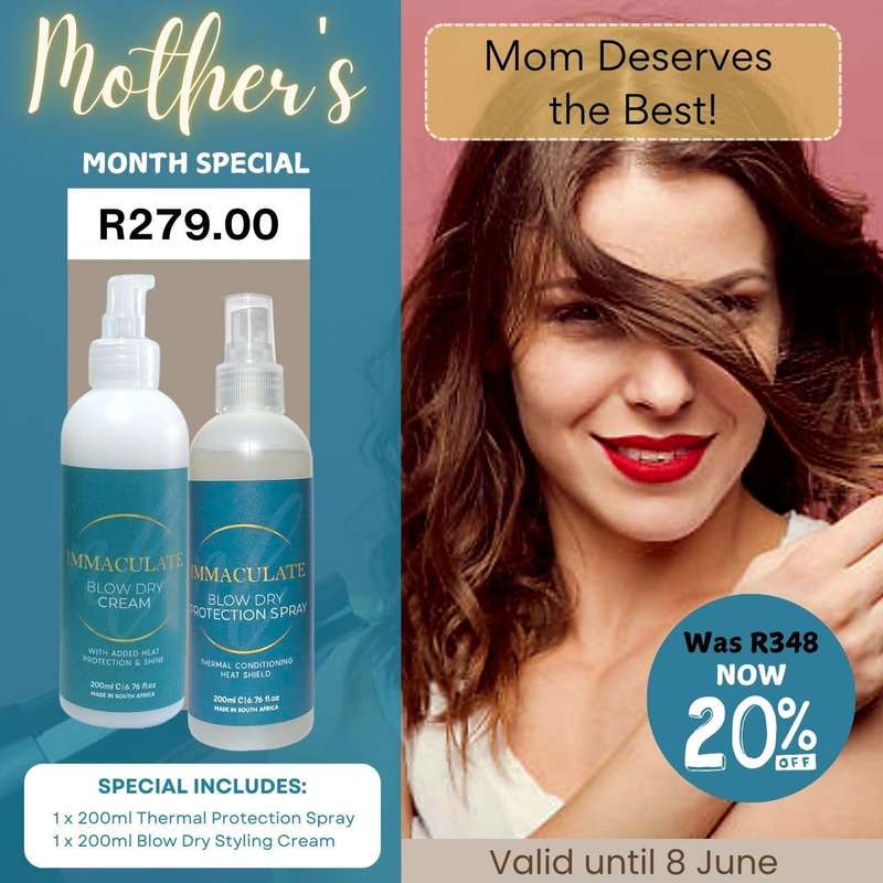 Mother's Month special with 1x 200ml Thermal Protection Spray and 1x 200ml Blow Dry Styling Cream