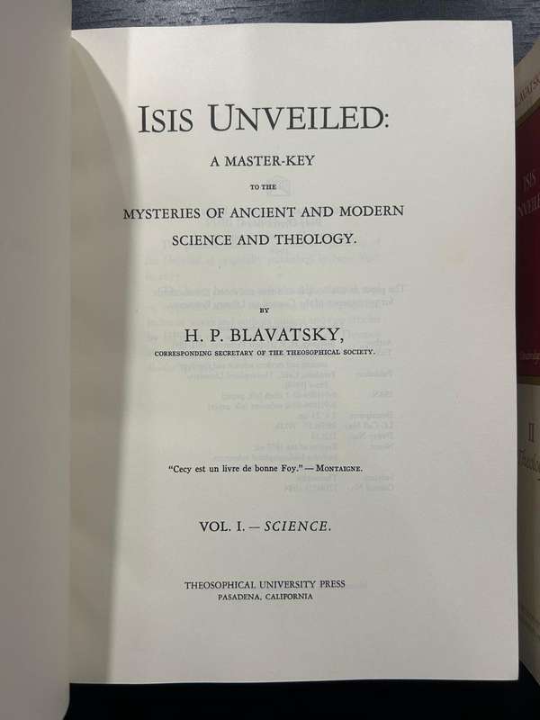 ISIS Unveiled Vol I & Vol II, H. P. Blavatsky