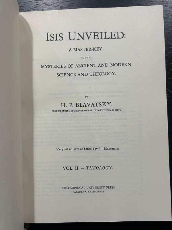 ISIS Unveiled Vol I & Vol II, H. P. Blavatsky