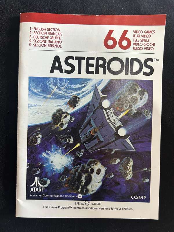 Asteroids Game Play Manual in 5 languages