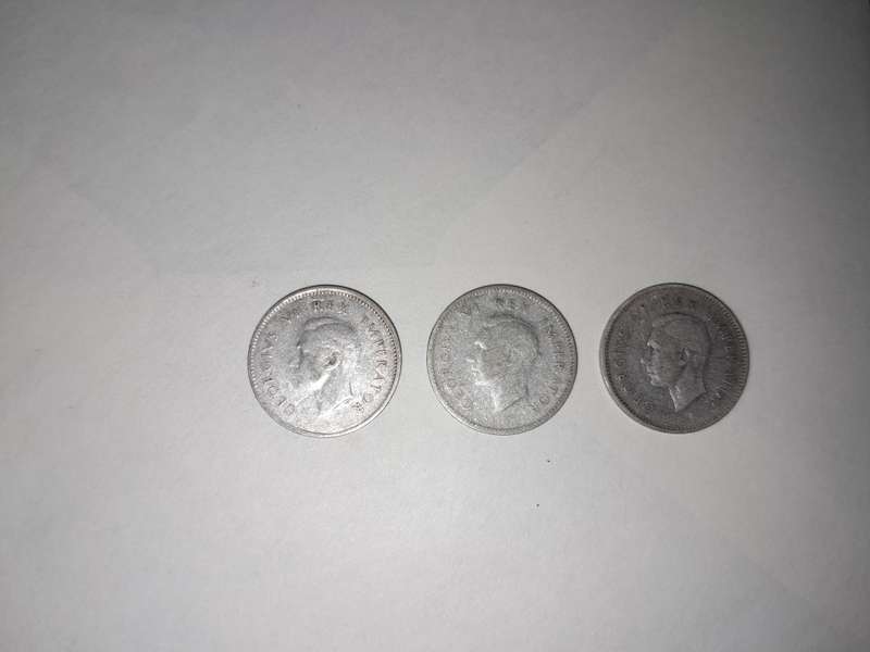 South Africa 3 Pence 1940, 1944 & 1946 Coin (Three coins in total)