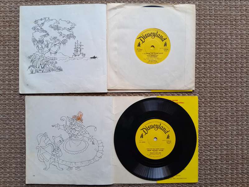 Walt Disney - Disneyland Record and Book Bundle - Treasure Island & More Mother Goose LPs