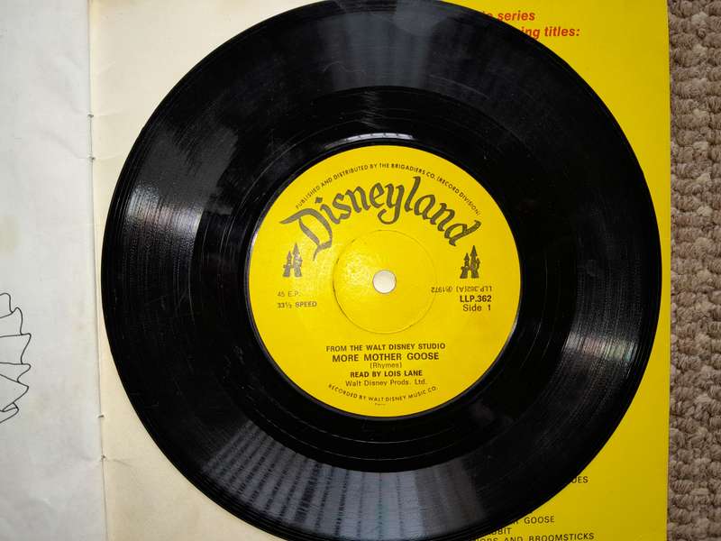 Walt Disney - Disneyland Record and Book Bundle - Treasure Island & More Mother Goose LPs