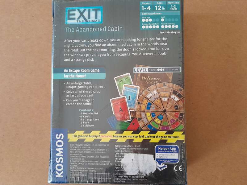 Exit: The Game - The Abandoned Cabin (New & Sealed) The Escape Room Game for Home