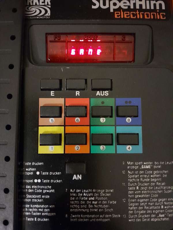1978 Mastermind Electronic (Parker SuperHim Electronic) - Tested & Working! (German Instructions)