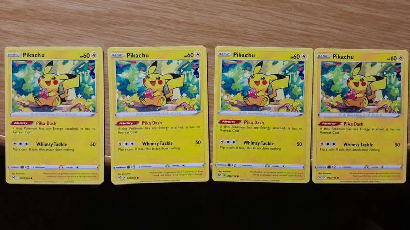 Pokemon Pikachu card 052/196 Swsh11: Lost Origin Regular (Set of 4)