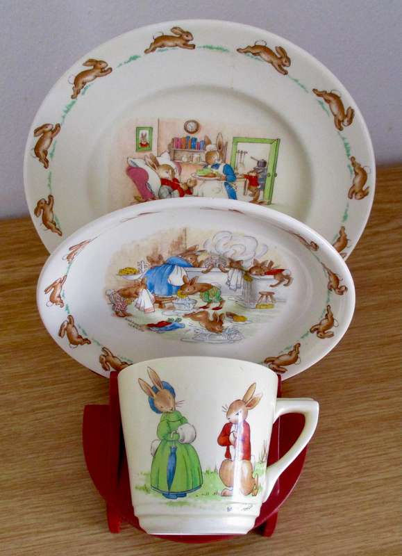 Rare Signed Bunnykins Trio Royal Doulton!