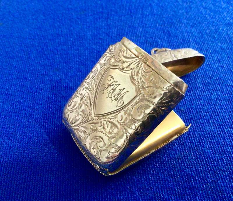 Rare Sterling Silver Antique Vesta Case With Hidden Photo Frame