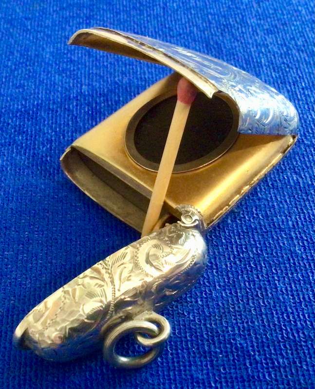 Rare Sterling Silver Antique Vesta Case With Hidden Photo Frame
