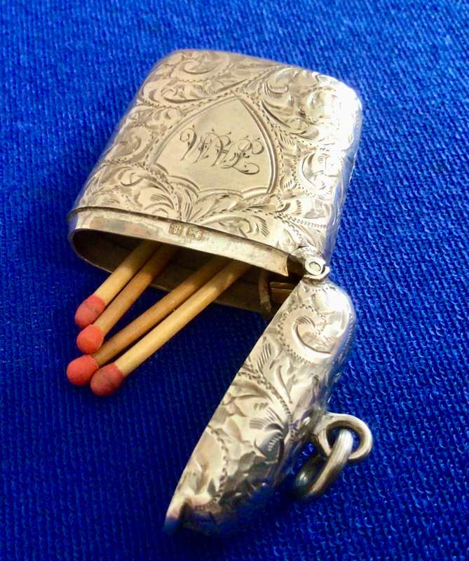 Rare Sterling Silver Antique Vesta Case With Hidden Photo Frame