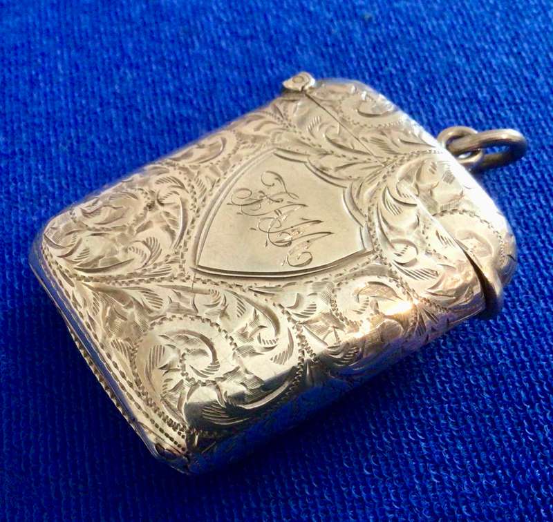 Rare Sterling Silver Antique Vesta Case With Hidden Photo Frame
