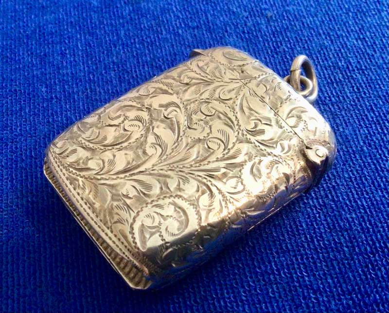 Rare Sterling Silver Antique Vesta Case With Hidden Photo Frame