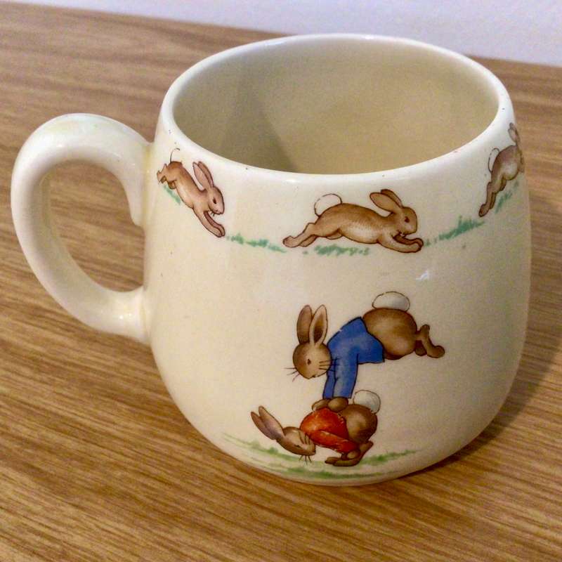 WOW Vintage Signed Royal Doulton Bunnykins Mug Breakfast Scene!