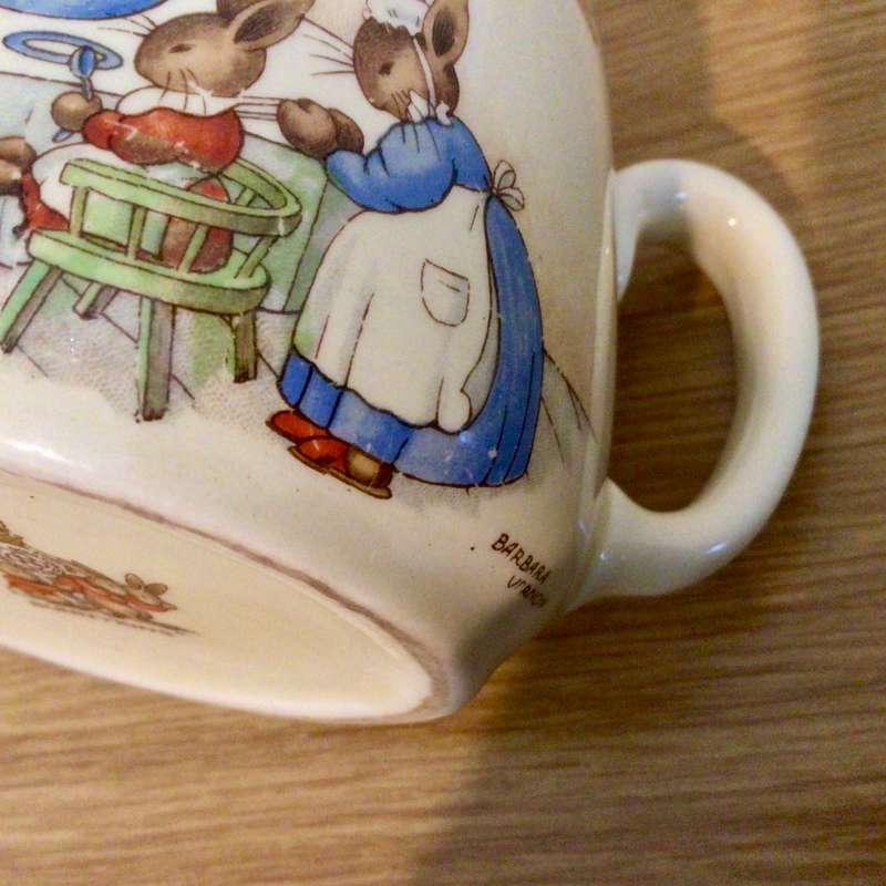 WOW Vintage Signed Royal Doulton Bunnykins Mug Breakfast Scene!