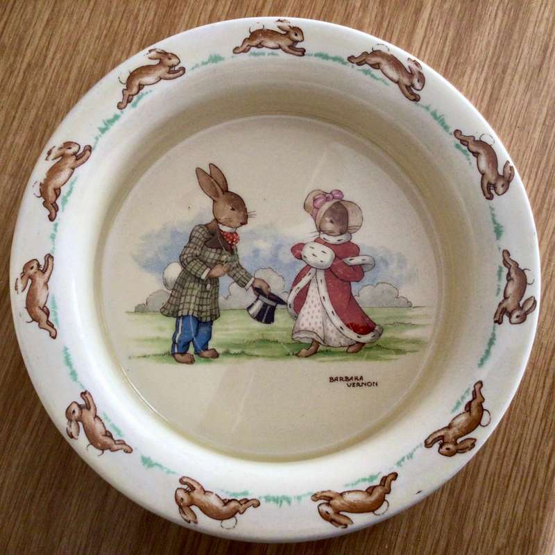WOW! Signed Royal Doulton Bunnykins Greetings Bowl!