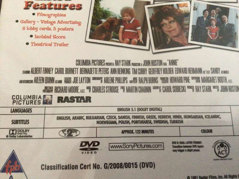 ANNIE movie DVD starring Albert Finney Carol Burnett