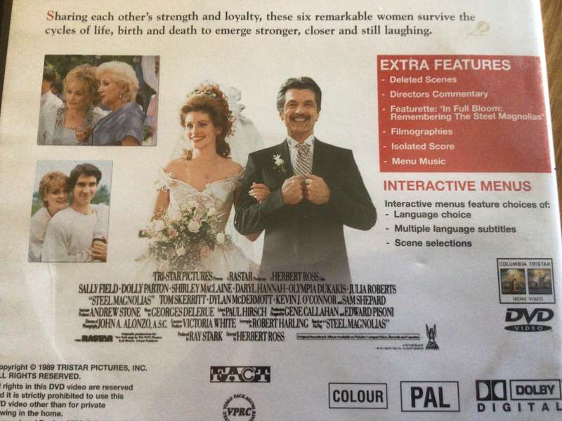 STEEL MAGNOLIAS movie DVD starring Dolly Parton, Julia Roberts, Sally Field