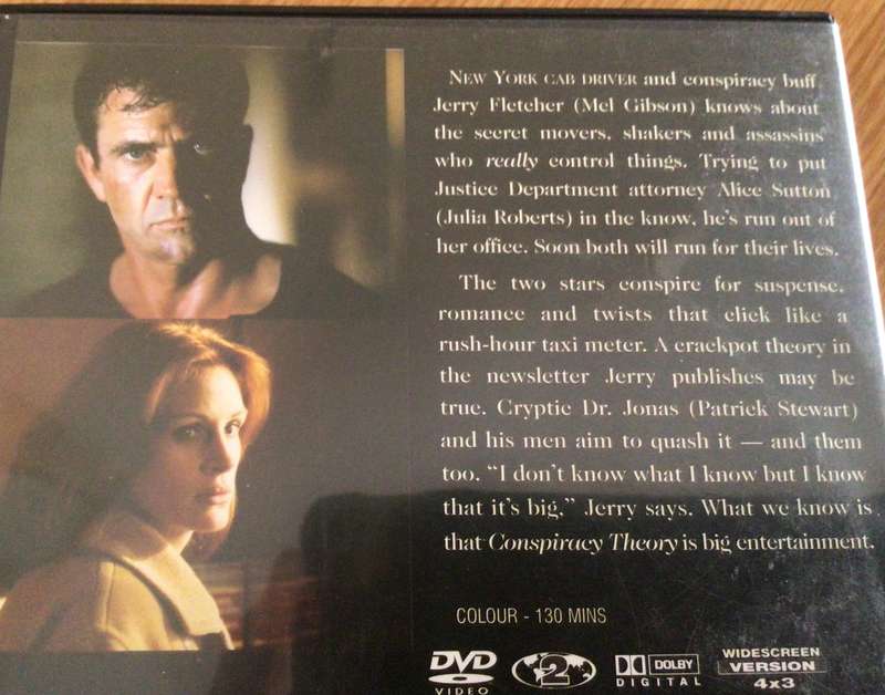 CONSPIRACY THEORY DVD movie Mel Gibson, Julia Roberts