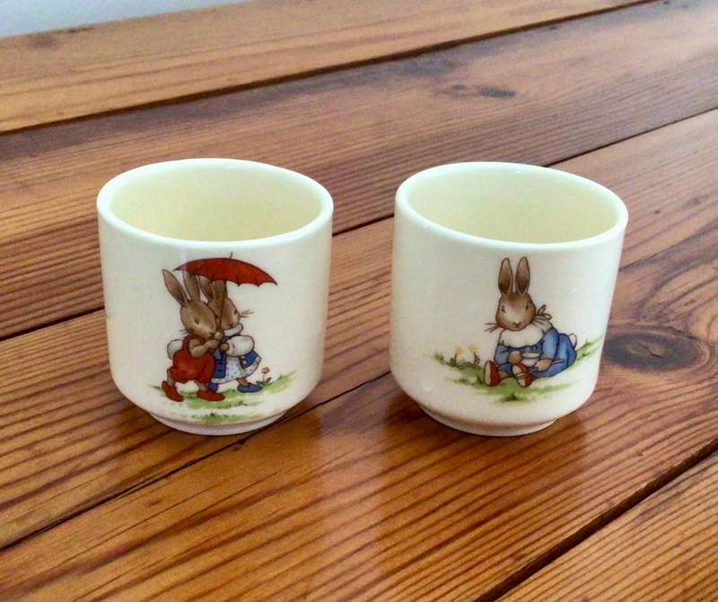 TWO BUNNYKINS EGG CUPS BY ROYAL DOULTON
