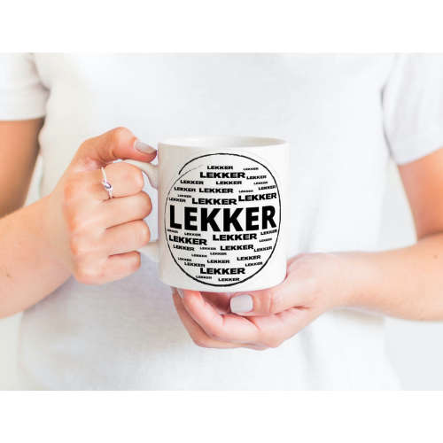 Printed White Ceremic Mug: Lekker