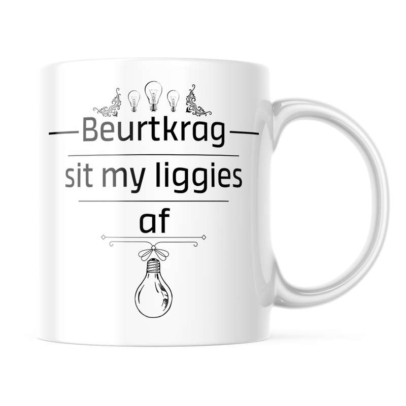 Printed White Ceramic Mug: Beurtkrag