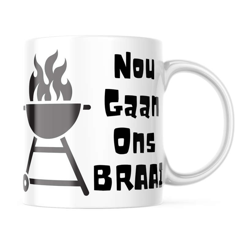 Printed White Ceramic Mug: Braai