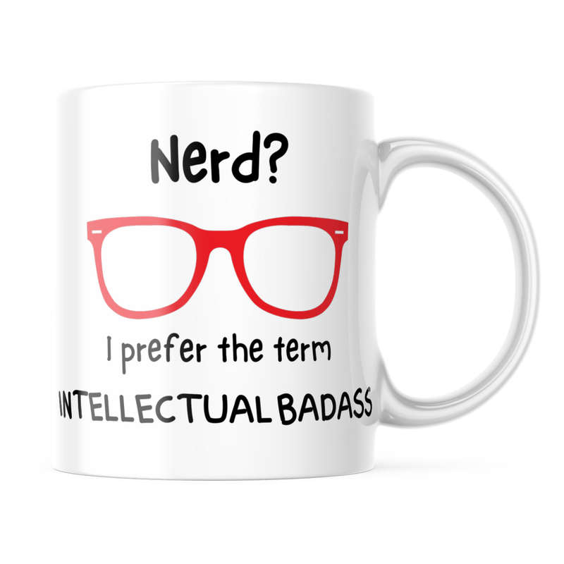 Printed White Ceramic Mug: Nerd