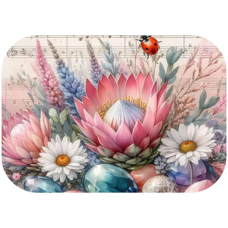 Printed Mouse Pad: Protea with Ladybug
