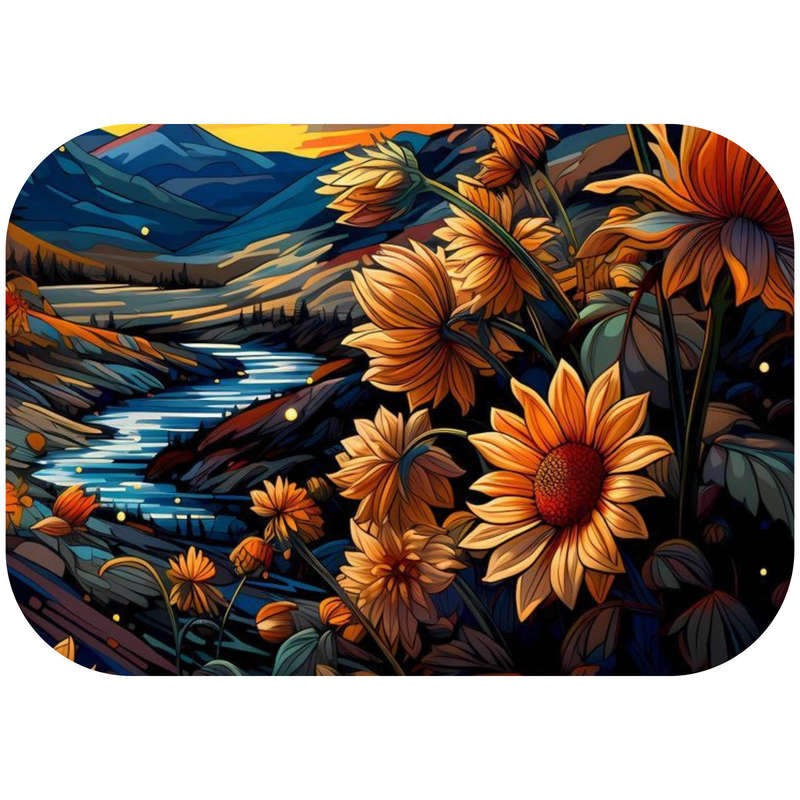 Printed Mouse Pad: Sunflower with River