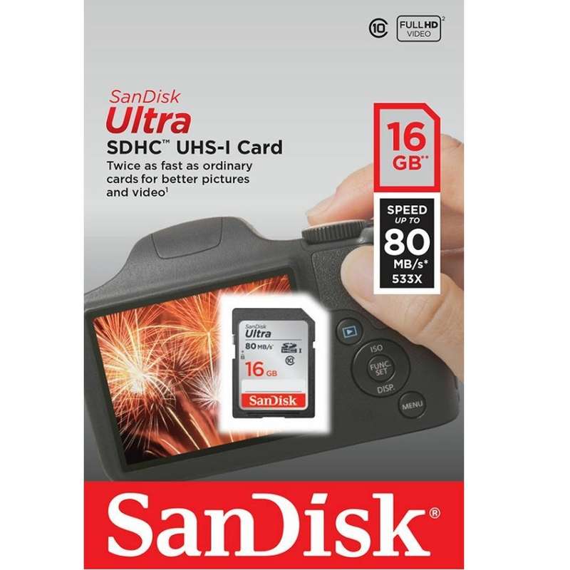 Sandisk Ultra 16GB SDHC Class 10 Memory Card