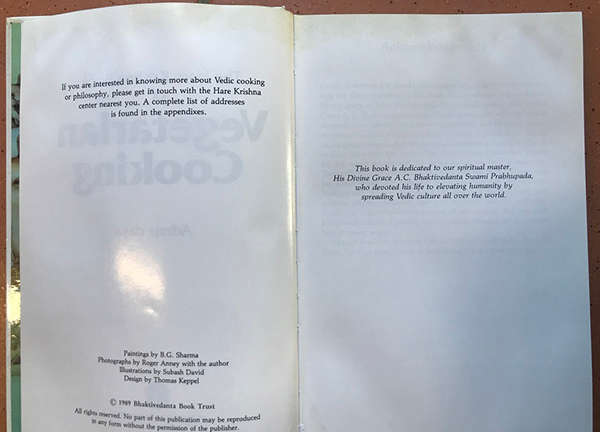 The Hare Krishna Book of Vegetarian Cooking