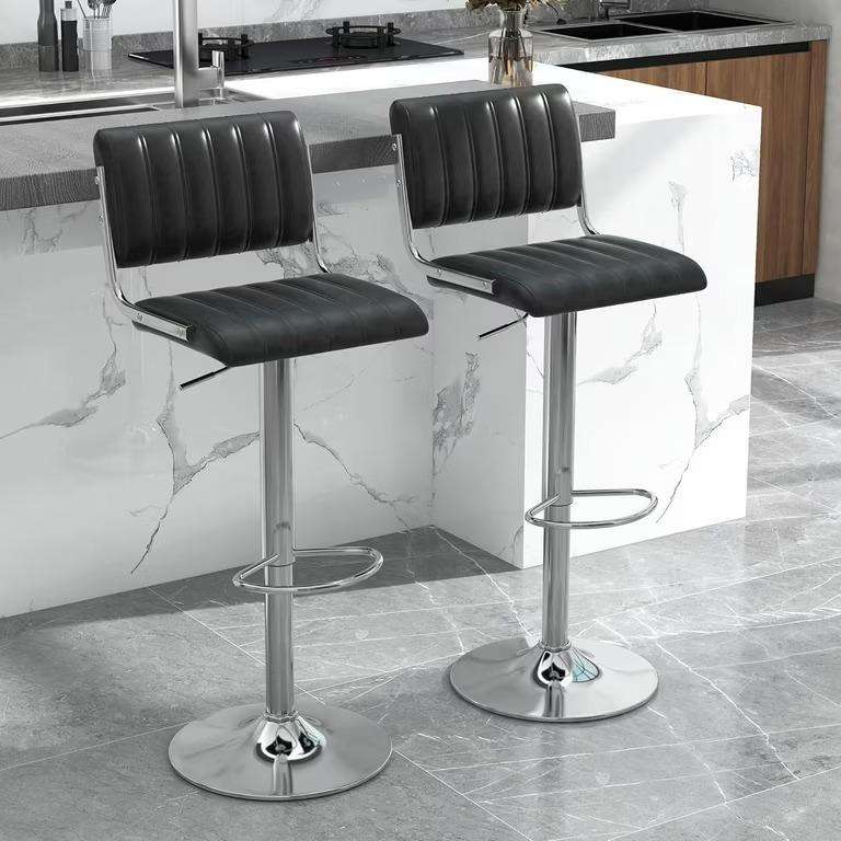 L-Rod Bar Stool With Adjustable Height and Swivel Design